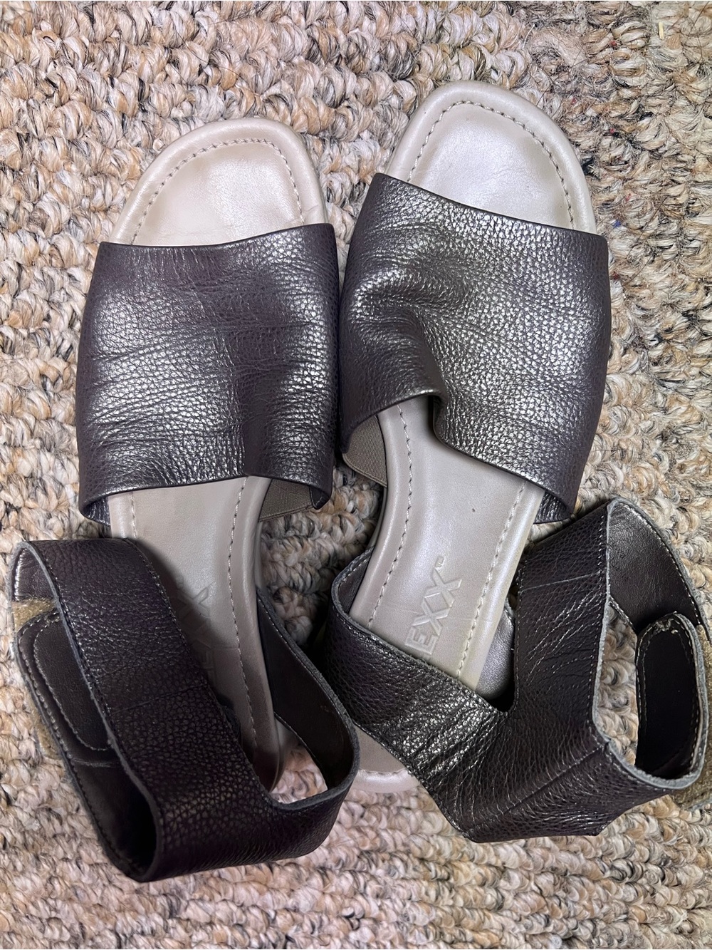 The Flexx Gray Slide Sandals with velcro Ankle Strap Size 7